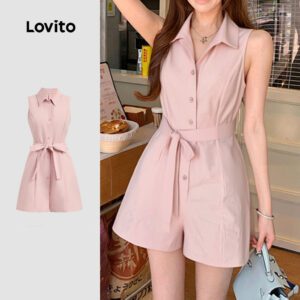 Macacão Casual Feminino Rosa Plaid