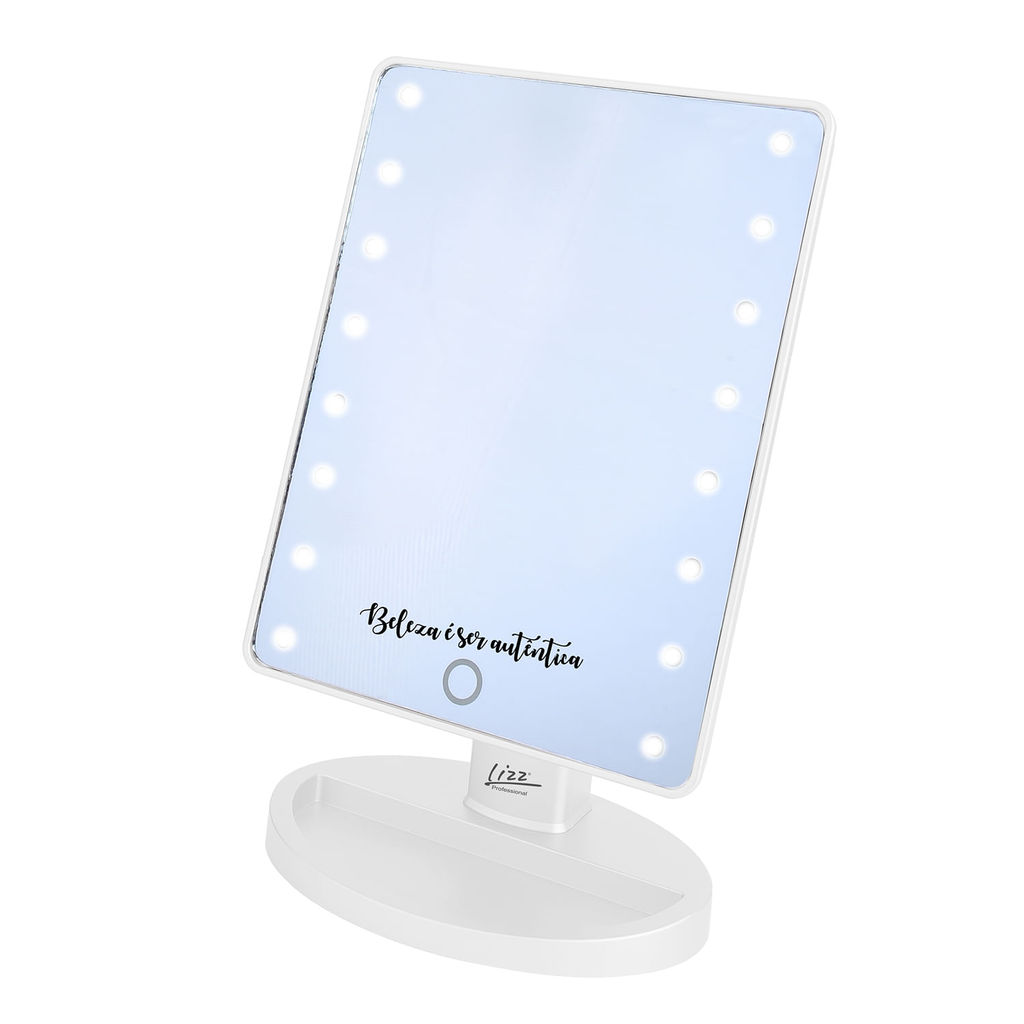 Espelho Beauty LED Lizz Pro - Porta Acessórios 1 Espelho Beauty com Led a Pilha - Lizz Pro