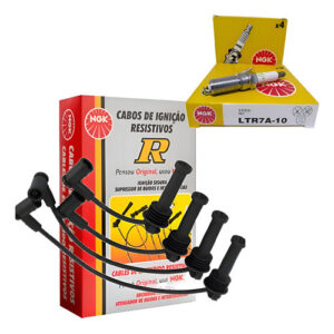 Cabos E Velas Ngk Ecosport Fiesta Focus 1.6 16v Ka 1.5 16v - Preto