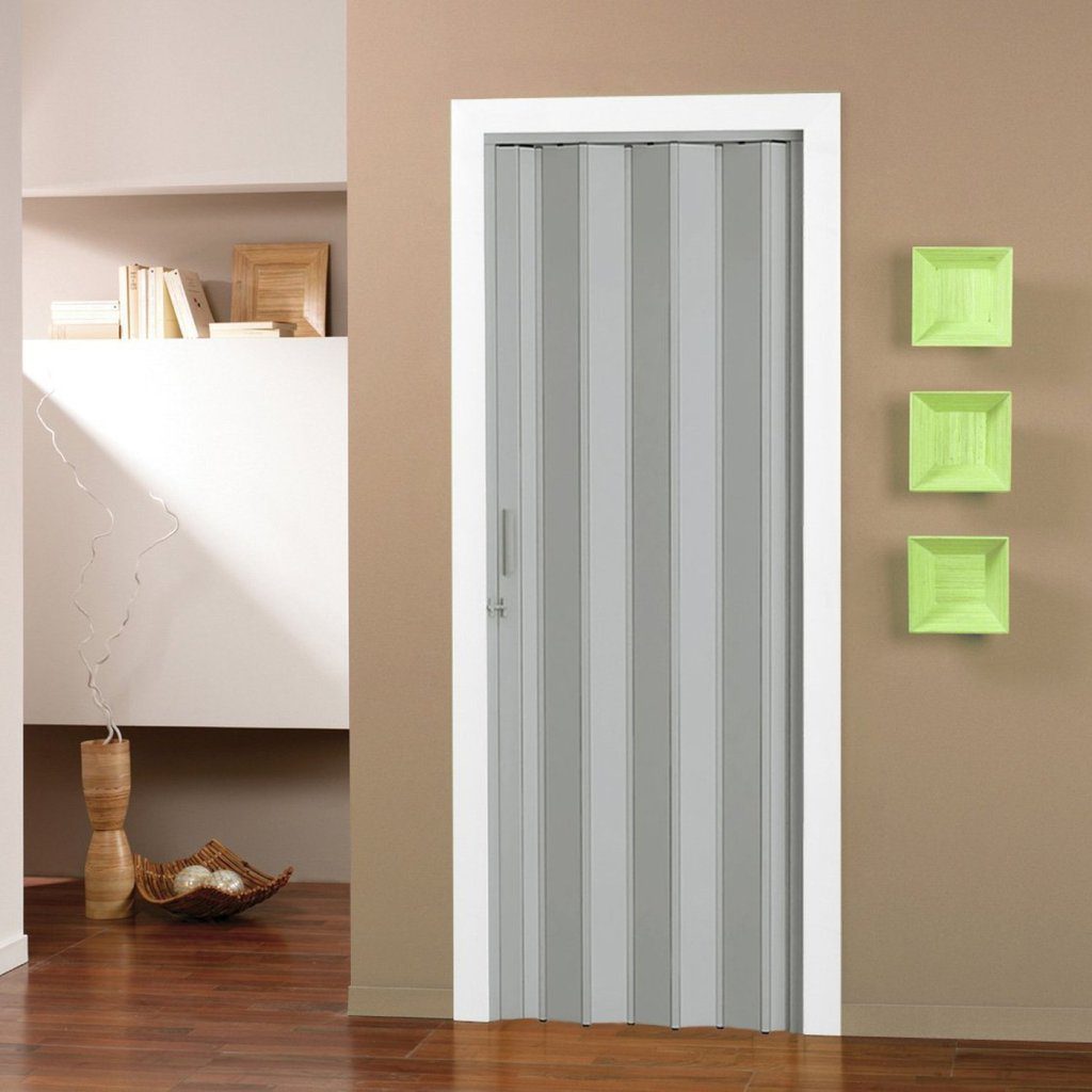 Porta Sanfonada PVC 210cm Cinza 1 Porta Sanfonada PVC 210cm Cinza