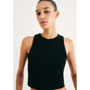 Regata Cropped Halter Canelada Feminina