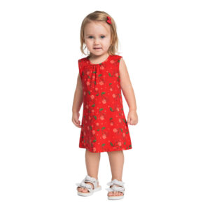 Vestido Infantil Cerejas Algodão