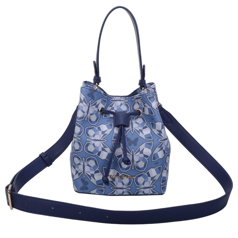 Bolsa Bucket Azul Fellipe Krein Estampa Borboleta 1 Bolsa Bucket Azul Fellipe Krein Estampa Borboleta