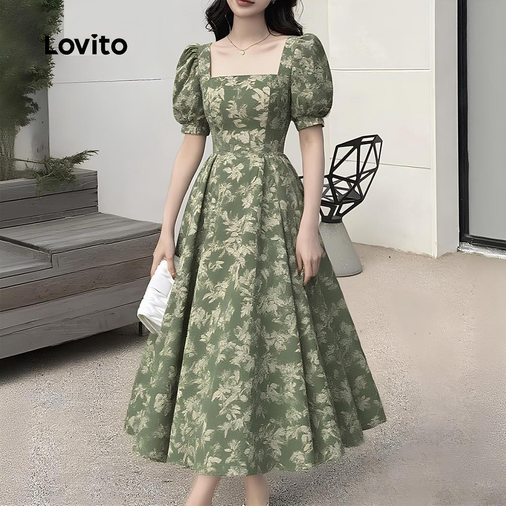 Vestido Casual Floral Verde com Z?per 1 Vestido Casual Floral Verde com Zíper