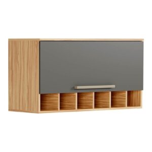 Armário de Cozinha Modulado Nápoli Prime Adega c/ 1 Porta Basculante 80cm Amendoa/Chumbo - Ronipa