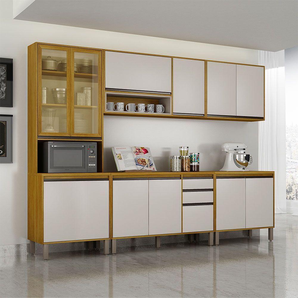 Cozinha Completa Nala Cristaleira 5 P?s 12 Portas Mobilihouse - Design Moderno e Organiza??o 1 Cozinha Completa Nala Cristaleira 5 Pçs12 Portas Mobilihouse Cinamomo/off White