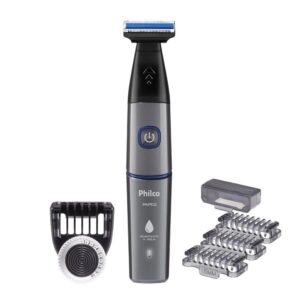Aparador de Pelos Philco PAP02 - USB Cinza/Azul, 5W, Bivolt
