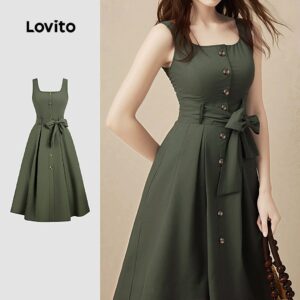 Vestido Casual Zíper Verde Feminino