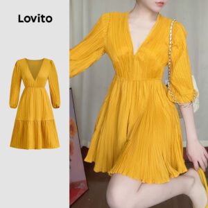 Vestido Elegante Babados Amarelo Floral
