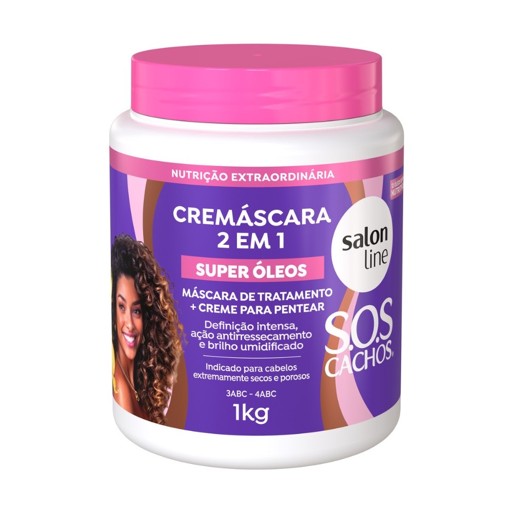 Creme M?scara Cachos Super ?leos Salon Line 1kg 1 Creme Máscara 2 Em 1 S.o.s Cachos Super Óleos Salon Line 1kg