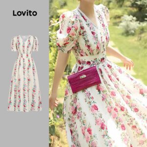 Vestido Elegante Babados Floral Primavera/Verão