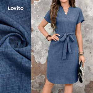 Vestido Casual Azul com Cinto - Primavera/Verão