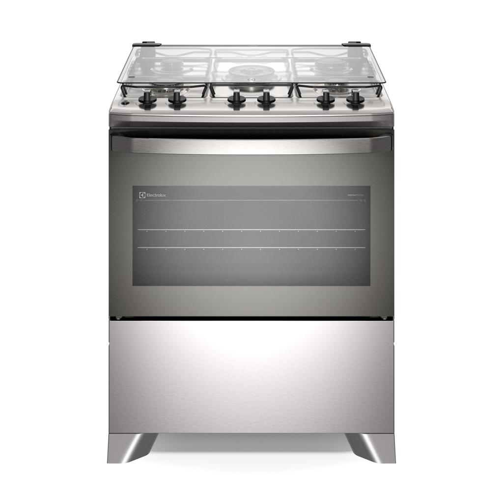 Fog?o 5 Bocas Electrolux Inox PerfectCook 1 Fogão 5 Bocas Electrolux Inox PerfectCook
