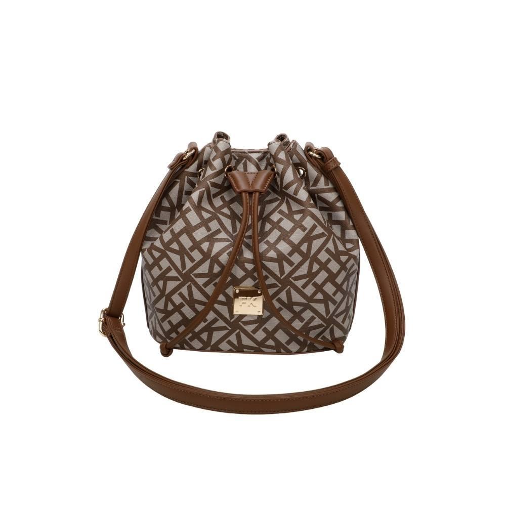 Bolsa Bucket Monograma Marrom Tramada 1 Bolsa Bucket Monograma Marrom Tramada