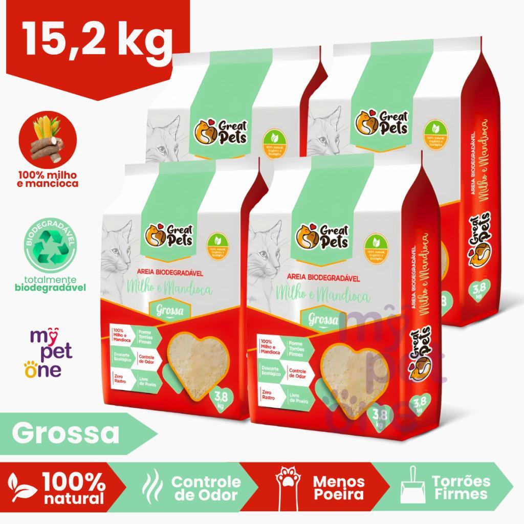 Areia Gatos Biodegrad?vel 3,8kg - Great Pets 1 Areia Biodegradável Grossa 3,8Kg para Gatos - Great Pets