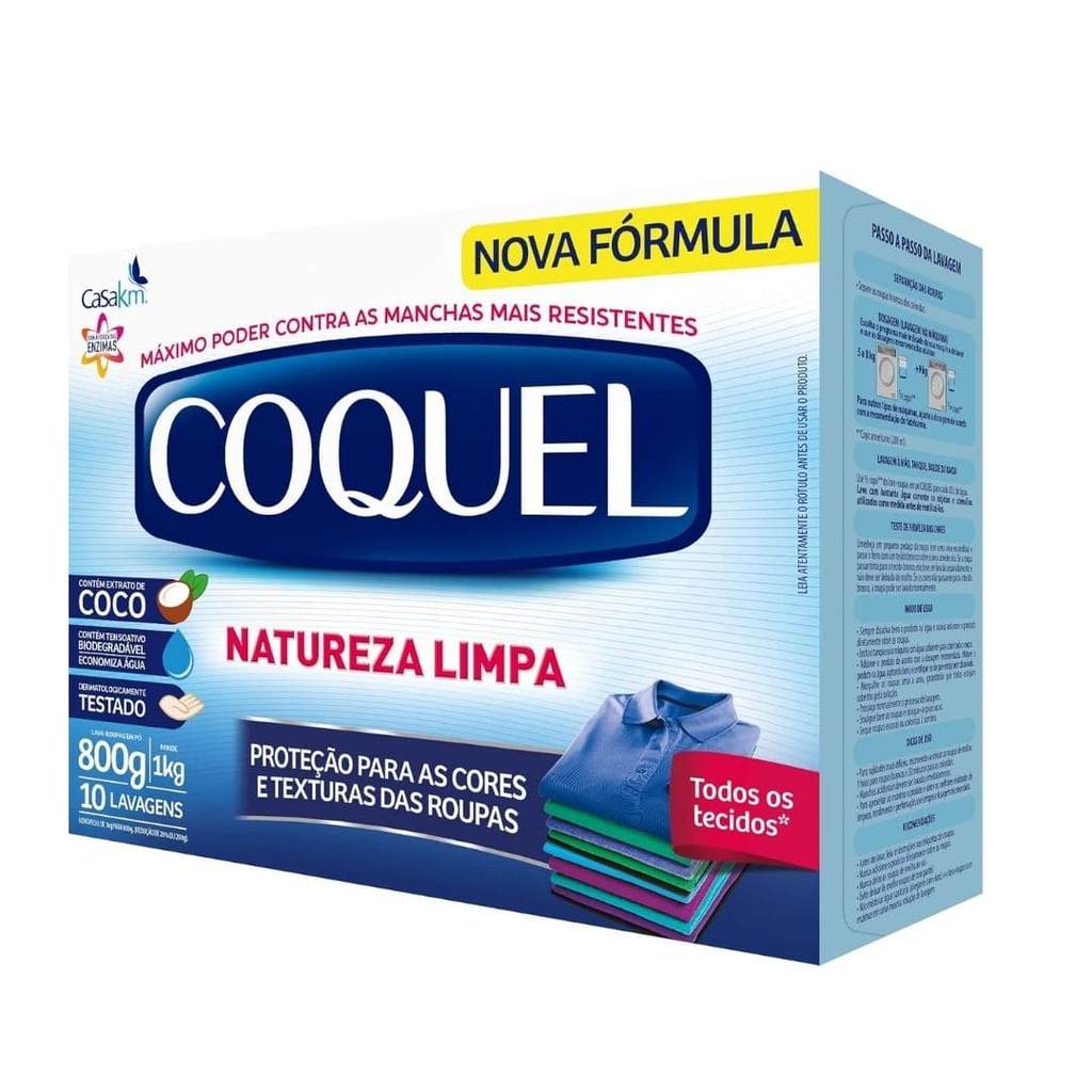 Lava Roupas Coquel Natureza Limpa 800g 1 LAVA ROUPAS NATUREZA LIMPA 800G - COQUEL