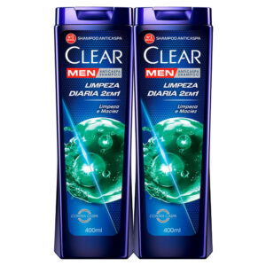 Kit 2 Shampoo Clear Men Limpeza Diária 2 em 1 400ml