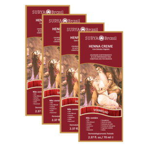 Henna Creme Surya Brasil Vermelho - Kit