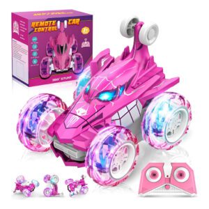 Carrinho Robô Aranha Rosa Giratório Infantil