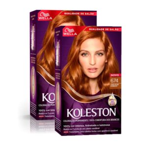 Kit 2 Tinta de Cabelo Koleston Louro Escuro Acobreado 674