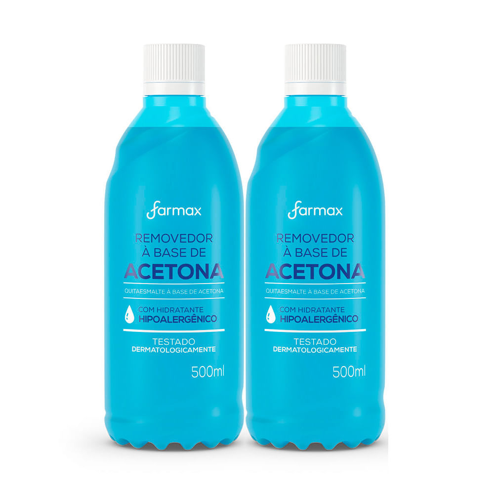 Removedor Esmalte Acetona Farmax 500ml 1 Kit 2 Removedor de Esmalte Farmax à Base de Acetona 500ml