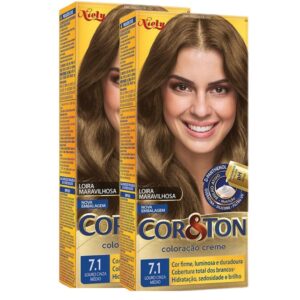 Kit 2 Coloração Niely Cor&Ton Louro Médio Cinza 7.1