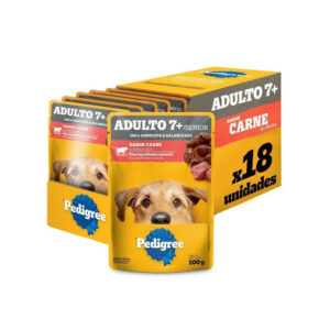 Ração Úmida Pedigree Sachê Carne ao Molho para Cães Adultos Sênior 7+ Anos - 18 Unidades de 100g