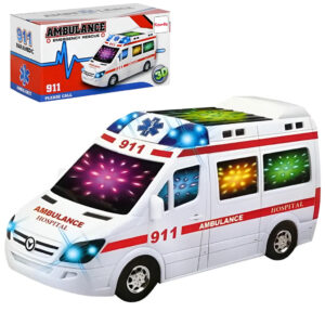 Carrinho Ambulância Van Samu Som Luz Sirene Bate e Volta Brinquedo Diversão Para Crianças Kizumba