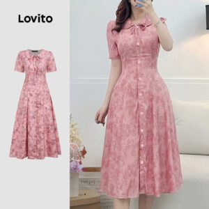 Vestido Floral Casual Feminino Rosa