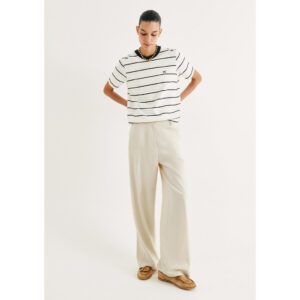 Calça Reta Rústica Bolsos Faca Feminina