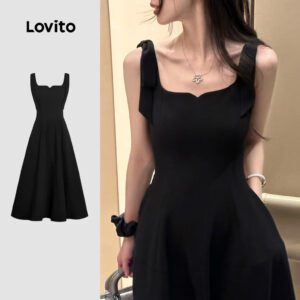Vestido Casual Preto com Renda e Bolso