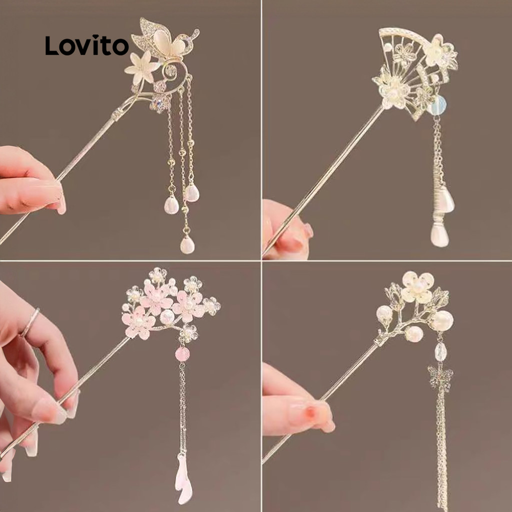 Grampo de Cabelo com Flores Lovito LCS20A802 1 Grampo de Cabelo com Flores Lovito LCS20A802