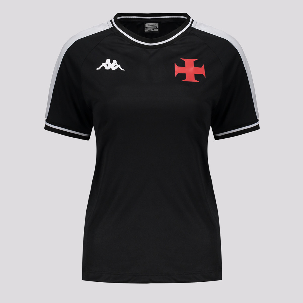 Camisa Vasco Feminina Escudo Preta e Branca 1 Camisa Kappa Vasco Supporter Block Feminina Preta e Branca