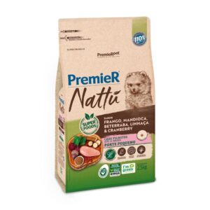 Ração PremieR Nattu cachorros filhotes raças pequenas frango, mandioca e linhaça 2,5kg