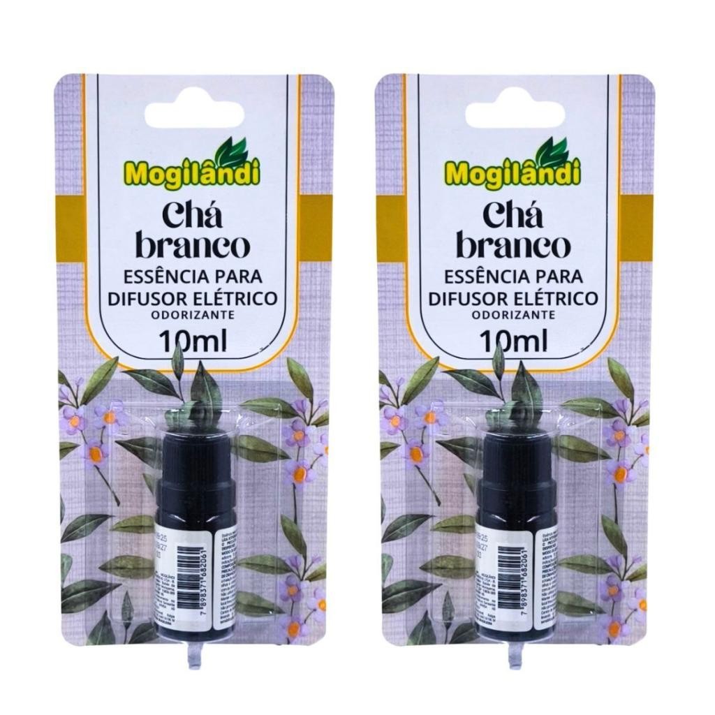 Ess?ncia Difusor Ch? Branco 10ml - Frescor 1 Kit 2 Odorizante Essência Para Difusor Elétrico Chá Branco - 10ml