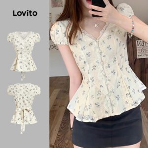 Blusa de Renda Floral para Primavera/Verão