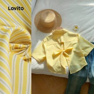 Blusa Feminina Listrada Decote Redondo Amarela