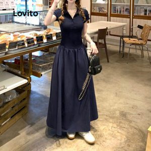 Vestido de Verão Azul Estruturado Feminino