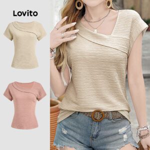 Blusa Casual Assimétrica Gola Contrastante