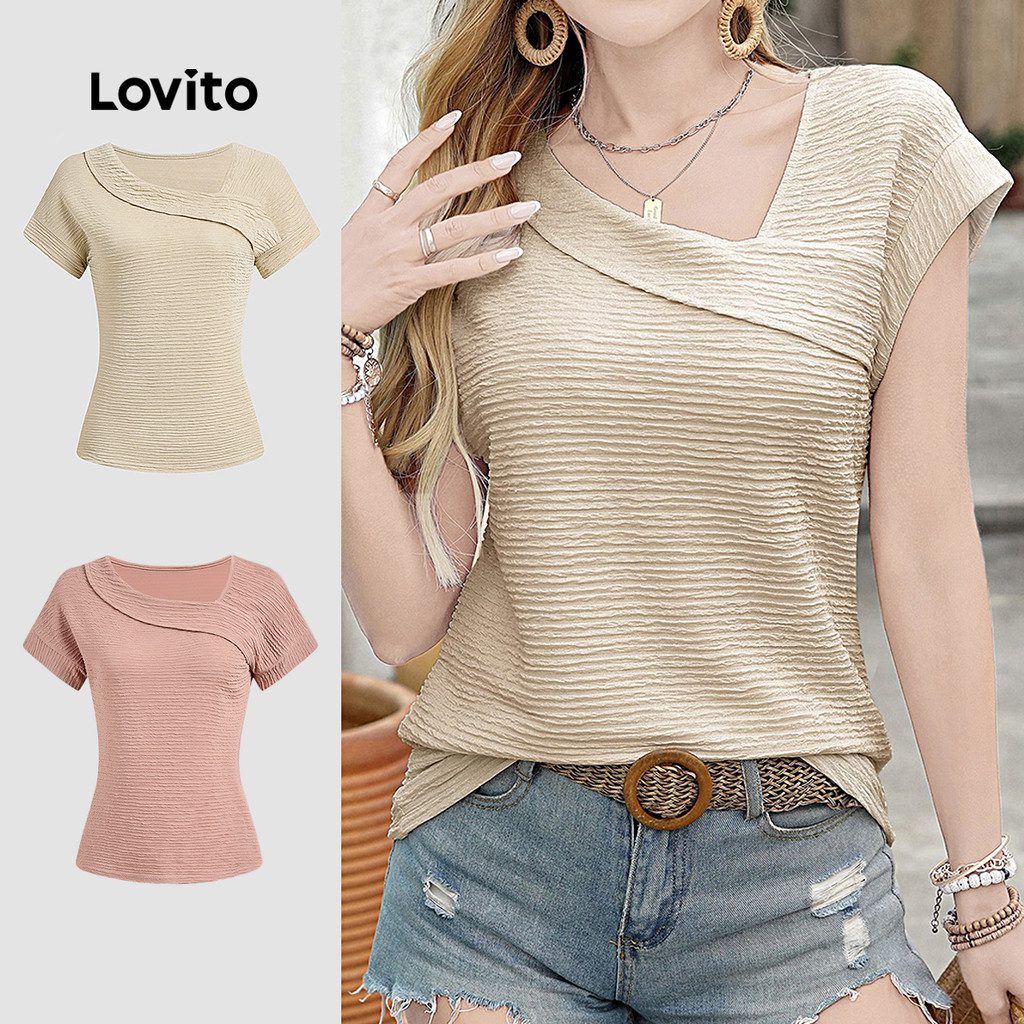Blusa Casual Assim?trica Gola Contrastante 1 Blusa Casual Assimétrica Gola Contrastante