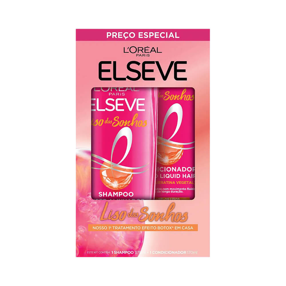 Kit Elseve Liso dos Sonhos - Shampoo + Condicionador 1 Kit Elseve Shampoo 375ml + Condicionador 170ml Liso dos Sonhos