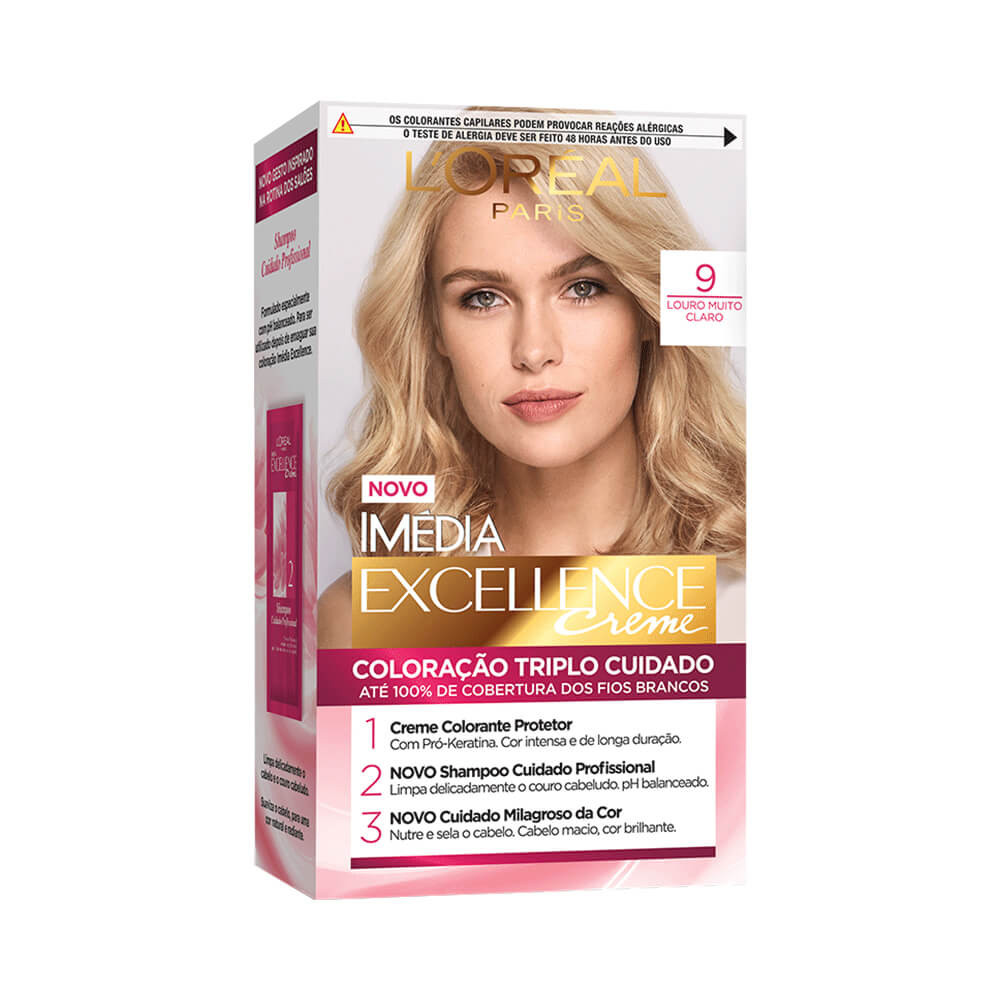 Colora??o Im?dia Excellence 9 Louro Claro 1 Coloração Imédia Excellence 9 Louro Muito Claro