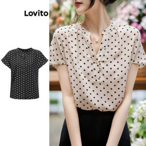Blusa Elegante Bolinhas Botão Temperamento