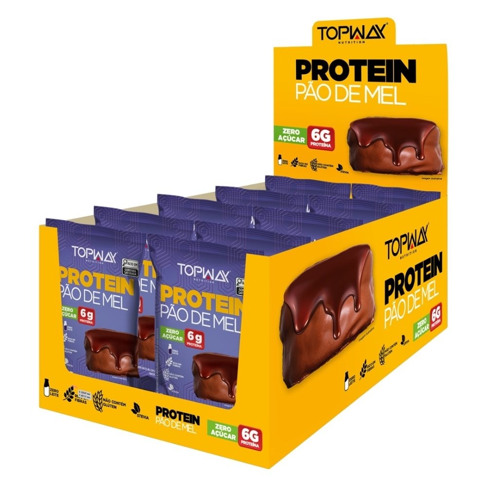 P?o de Mel Protein Topway - 10 Unidades | Zero A??car 1 Pão de Mel Topway Protein 45g - Embalagem com 10 Unidades