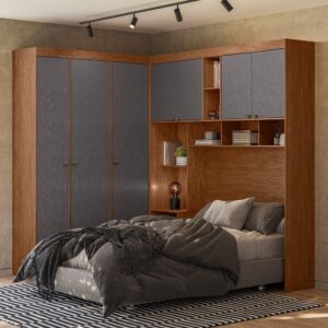 Guarda-roupa Modulado Casal MDP Lugano Jatoba/Grafite