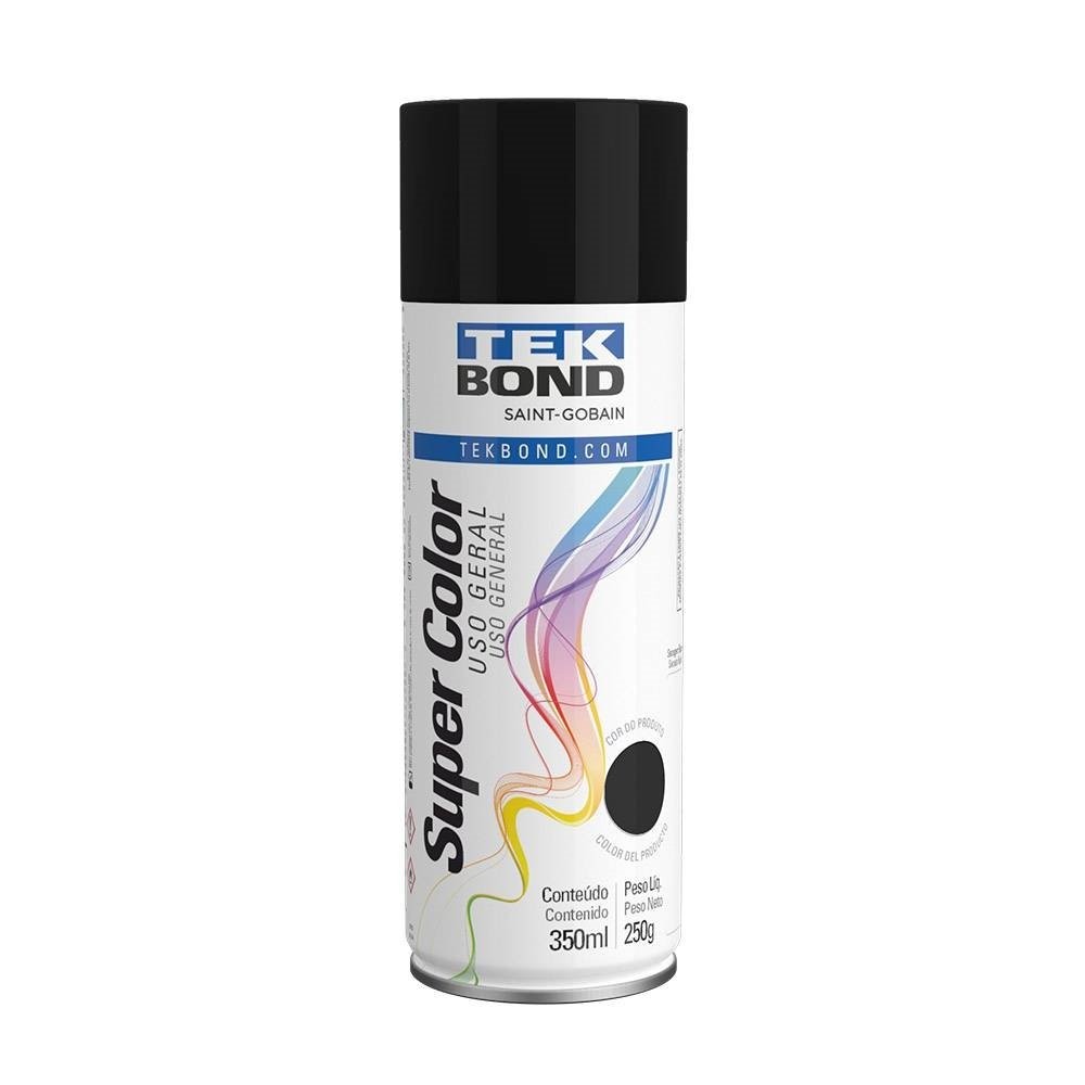 Tinta Spray Tekbond Preto Brilhante 350ml 1 Tinta Spray Tekbond Preto Brilhante 350ml