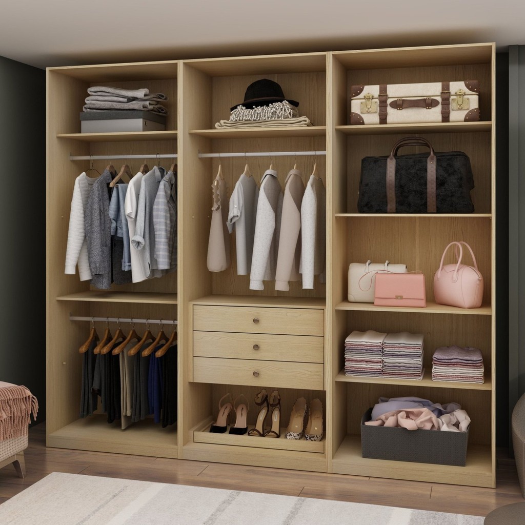 Closet Casal 3 Gavetas MDF Infinity 1 Módulo Closet Casal sem Portas 3 Gaveta 100% Mdf Infinity