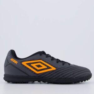 Chuteira Society Umbro Attak III Preta/Laranja