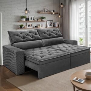 Sofá Retrátil Reclinável Essence 2,00m Cinza