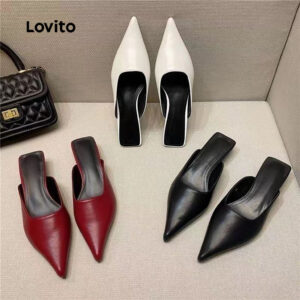 (facc) Lovito Mary Janes Elegantes Estilo Minimalista Francês Preguiçoso para Todas As estações LFA87008